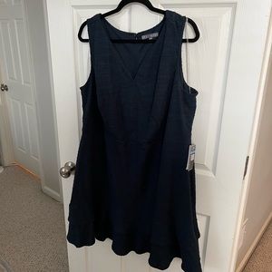 NWT Navy Blue/Sleeveless Dress with ruffle detail at the bottom